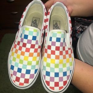 rainbow checkered vans